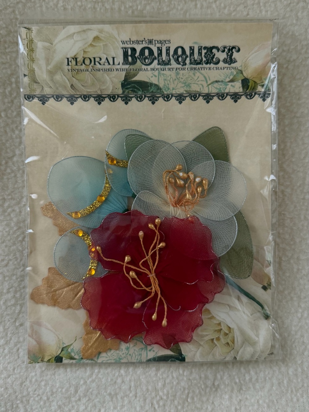 Webster's Pages Floral Bouquet Waiting for Santa Wire Flowers Scrapbooking NIP
-